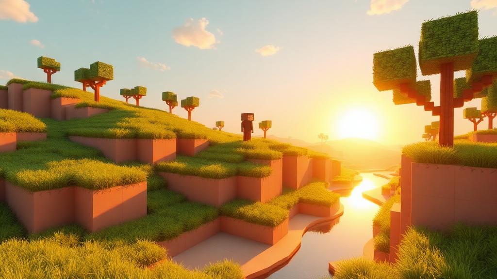Paisagem em blocos ao amanhecer